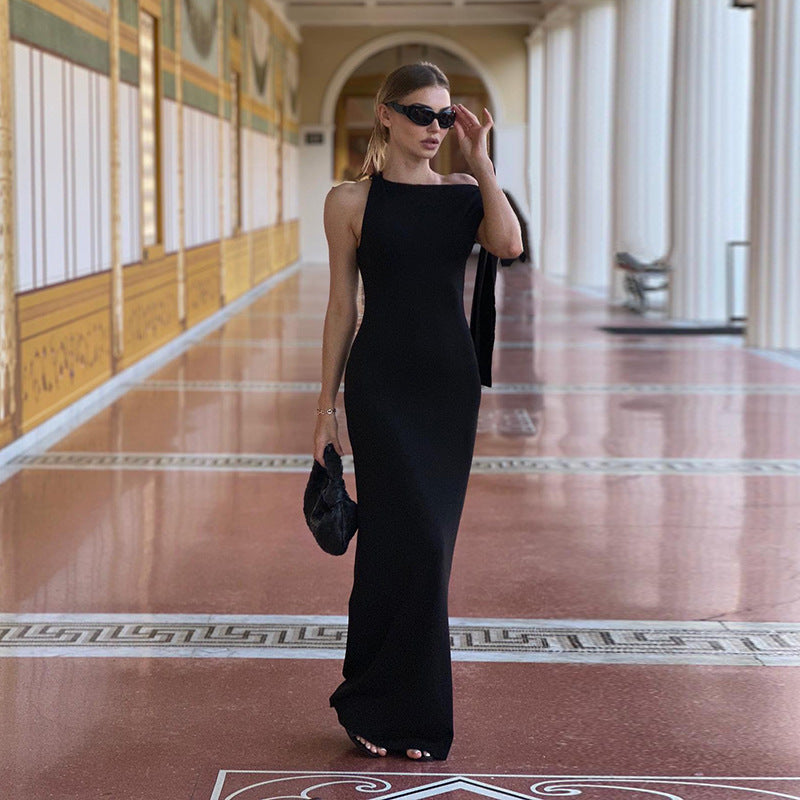 Elegant One-shoulder Ribbon Long Dress
