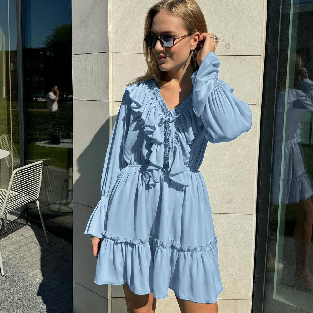 V-Neck Ruffle Dress