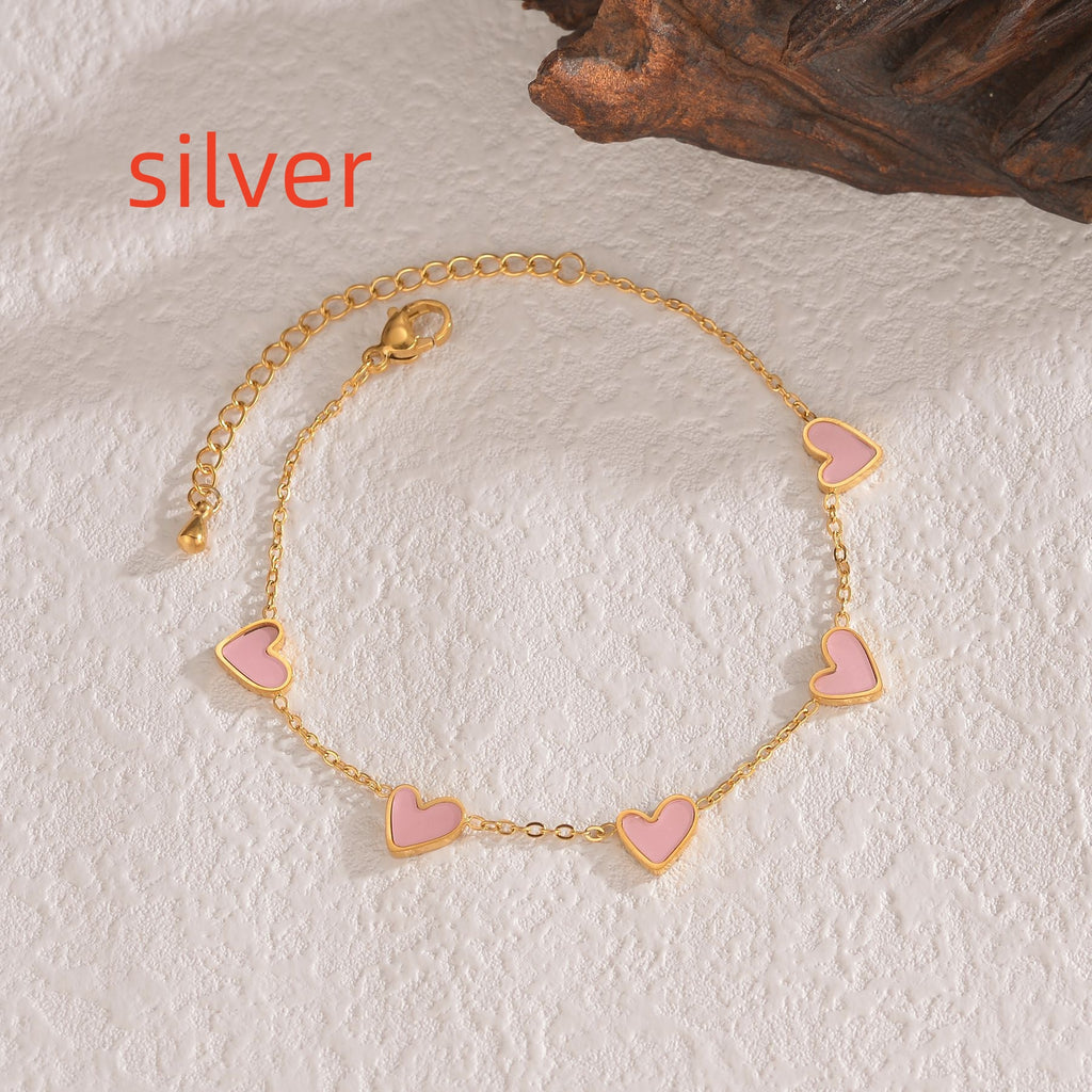 Ins Love Bracelet  Stainless Steel Dripping Heart Bracelet Fashion Valentine's Day Jewelry Gift