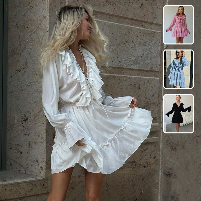 V-Neck Ruffle Dress