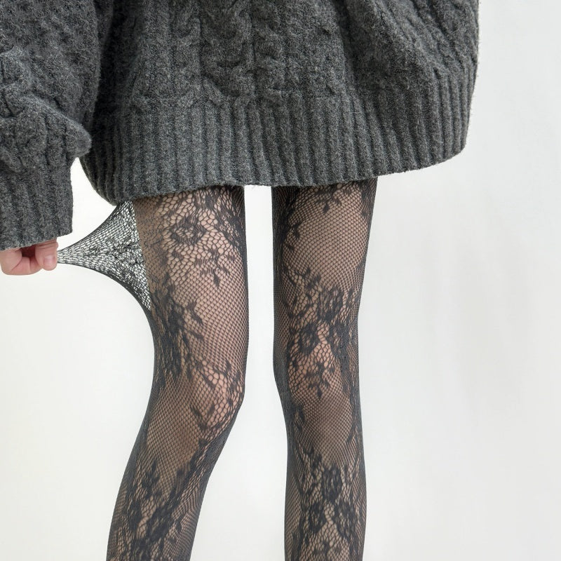 Floral Mesh Fishnet Tights